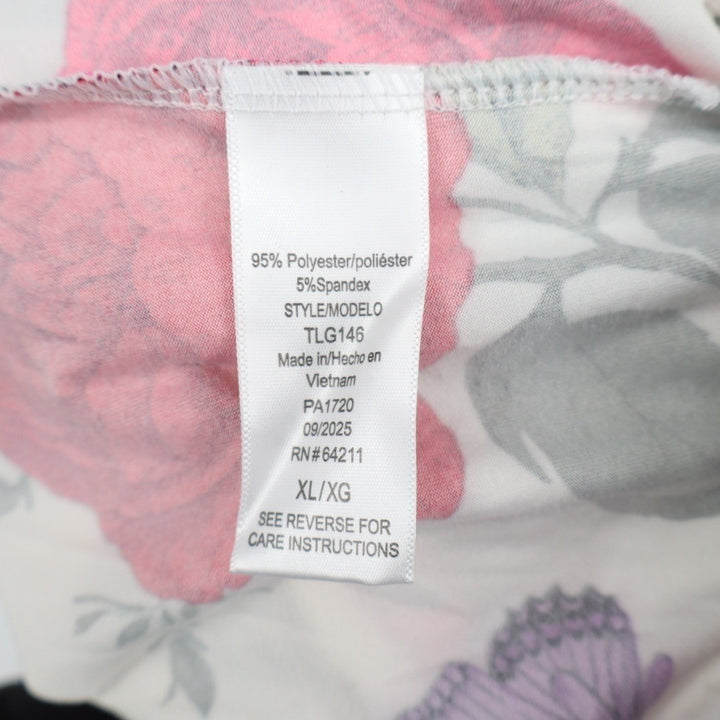 Linea Donatella 2-Piece Pajamas Set Womens XL White Floral Stretch Pullover