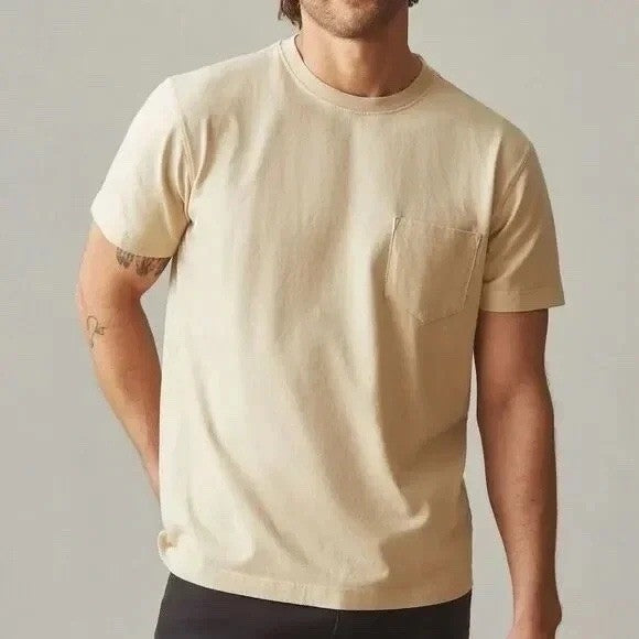 American Giant Men's Classic Cotton Pocket T Shirt Tan Khaki Size S