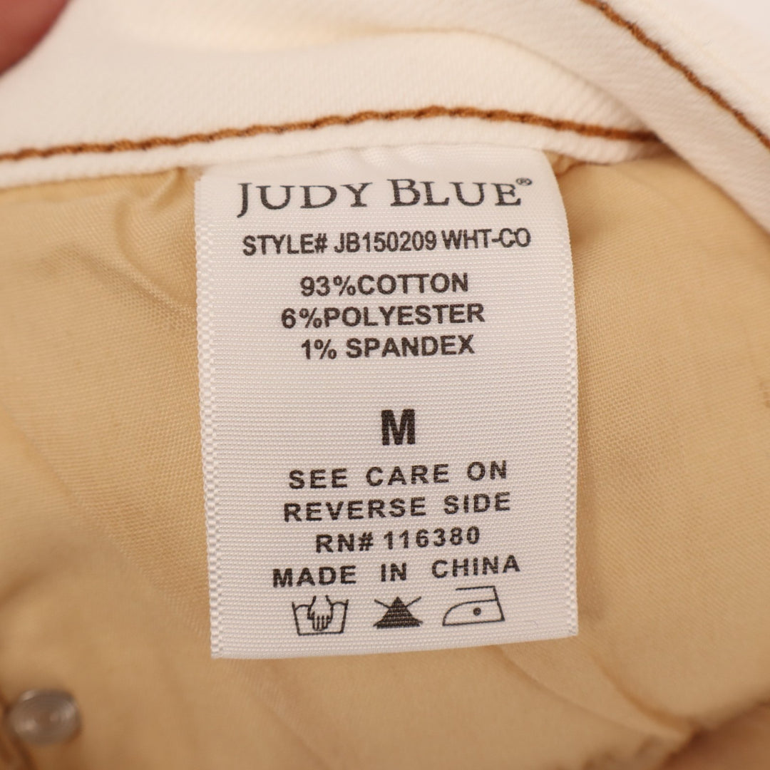 Judy Blue Los Angeles Shorts Womens M White Denim Rainbow Stitching Frayed Hem