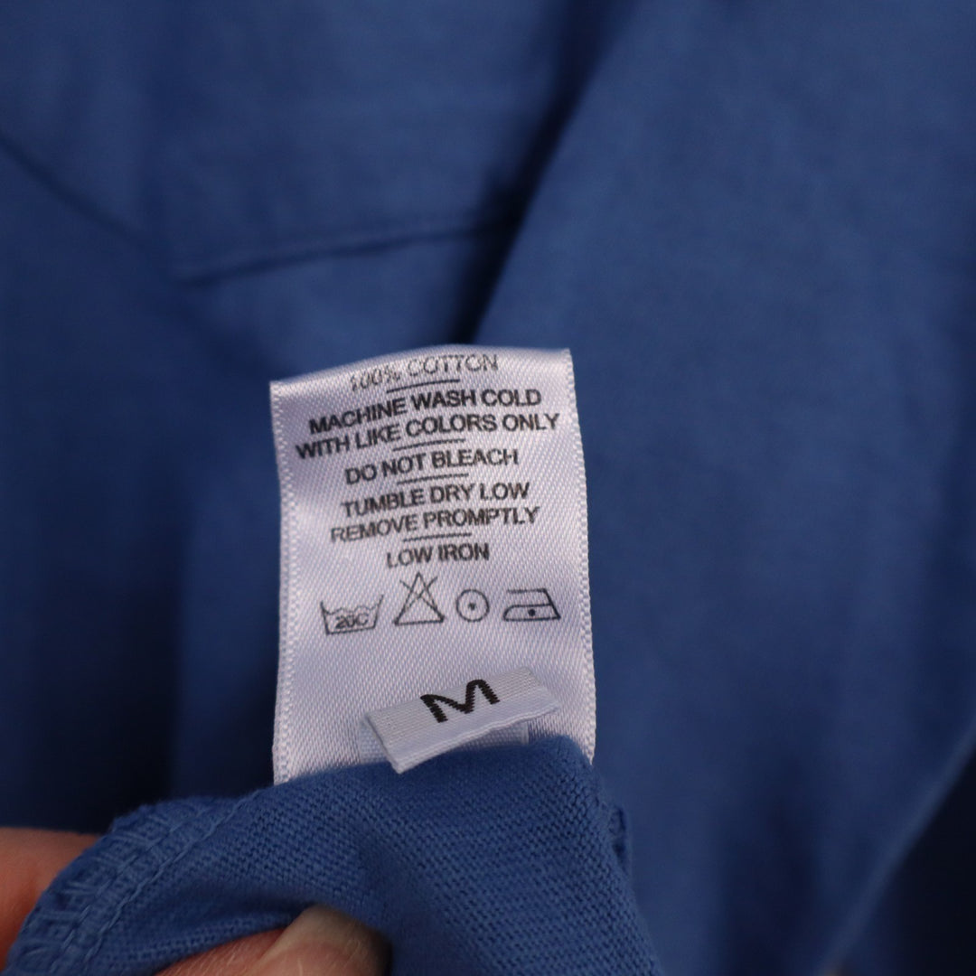 American Giant Crew Tee Shirt Mens Medium Blue Cotton Ribbed Cuffs Casual Wear