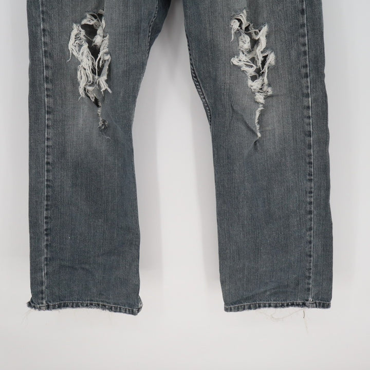Wrangler Bootcut Jeans Mens 34x30 Blue Denim Preppy Distressed Comfy Relaxed Fit