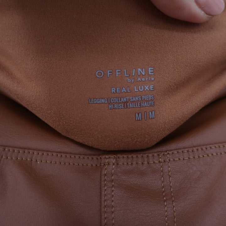 OFFLINE by Aerie Real Luxe Brown Faux Leather High Rise Leggings M