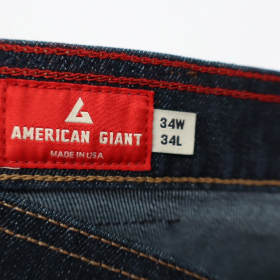 American Giant Men's Dakota Straight Pant Rinse Dark Size 34 Made in USA