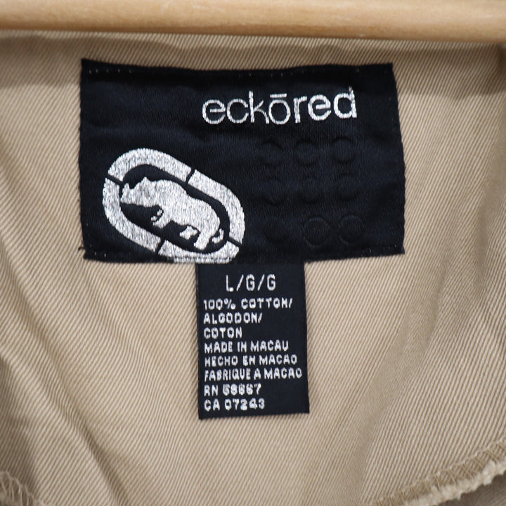 Ecko Red Womens Tan Khaki Utility Bomber Jacket Cropped Cotton Size L