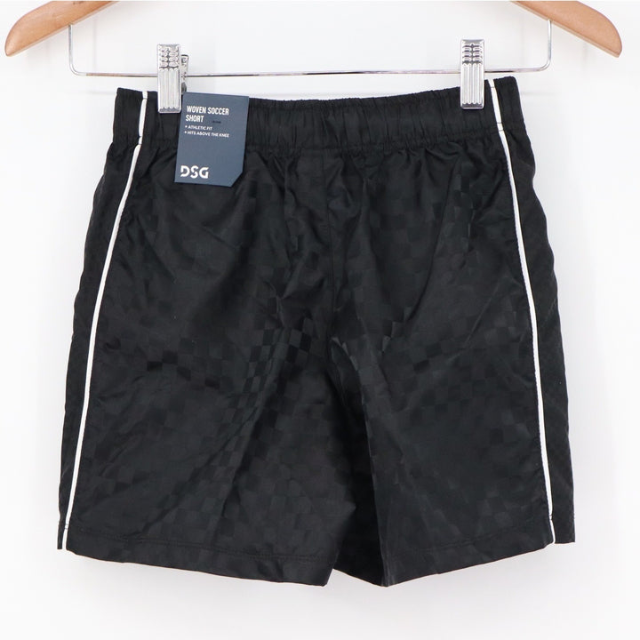 DSG Boys Woven Soccer Shorts Pure Black Checkerboard DAB12800 Size S 8-9 NEW