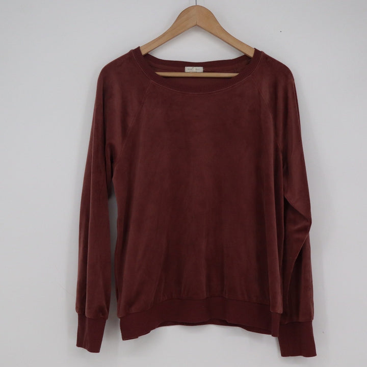 Mason & Belle Burgundy Velvet Feel Raglan Sweatshirt Womens Large