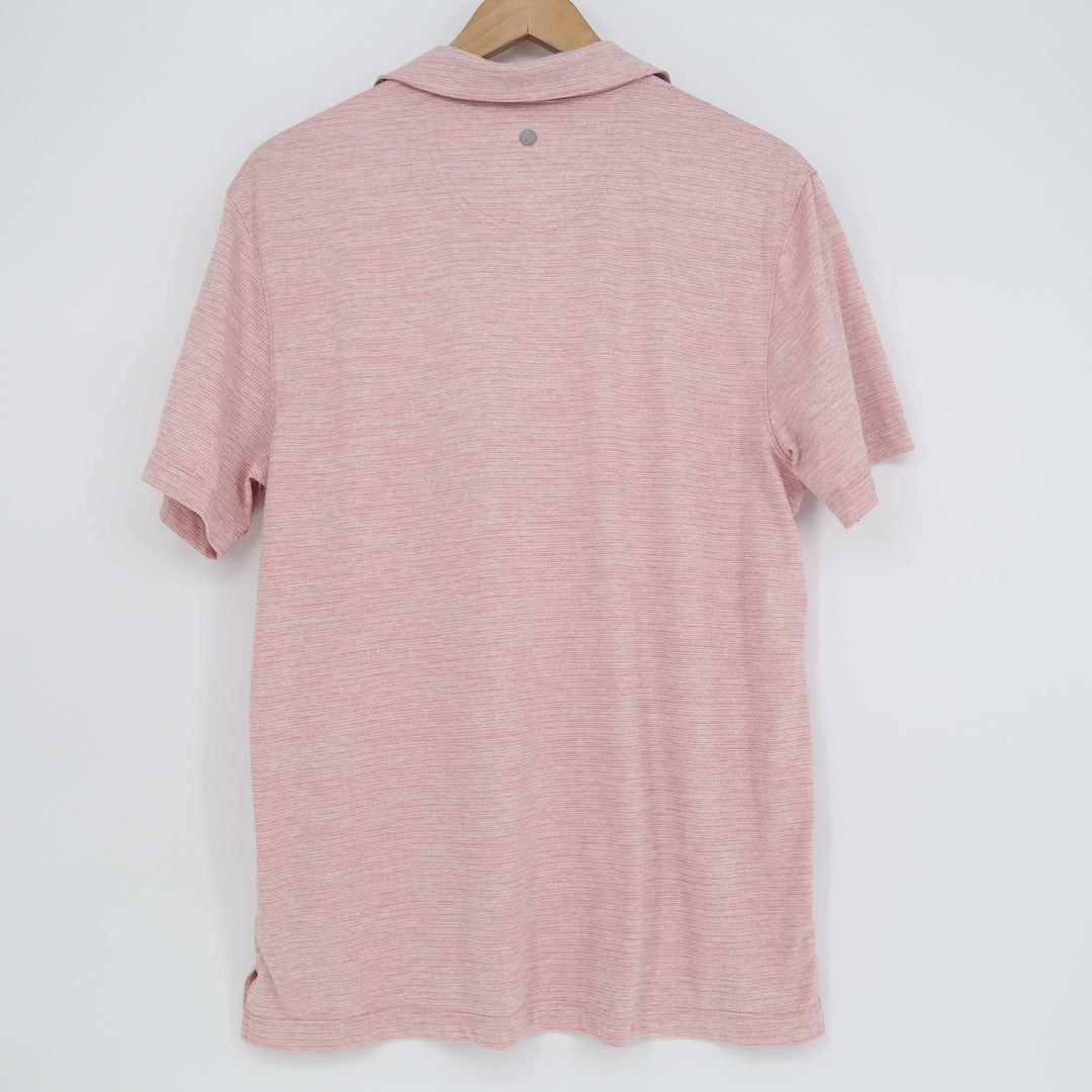 Zella Mens Space Dye Performance Polo Shirt Pink White Short Sleeve Size M