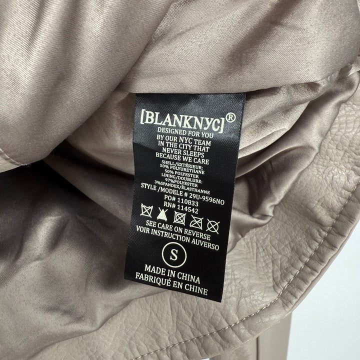 Blank Nyc Life Changer Moto Jacket Womens Small Beige Leather Asymmetrical Zip