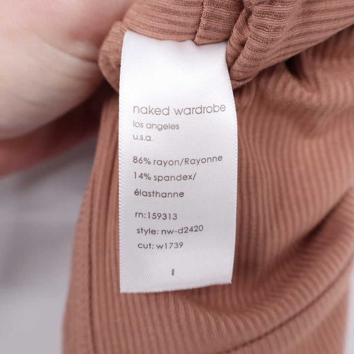 Naked Wardrobe Ribbed Corset Midi Dress Terracotta Mauve Womens L