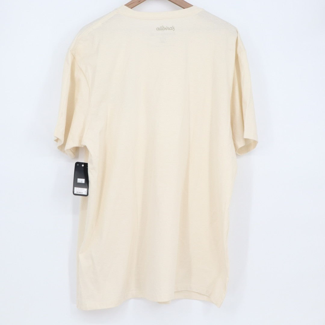 Allbirds Birdscape T-Shirt Mens 2XL Cream Cotton Crew Neck Outdoor Short Sleeve