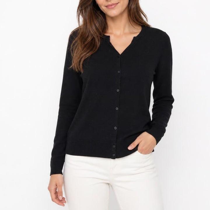 Gap Cardigan Sweater Womens Large Black Knit Ribbed Button Front Long Sleeve
