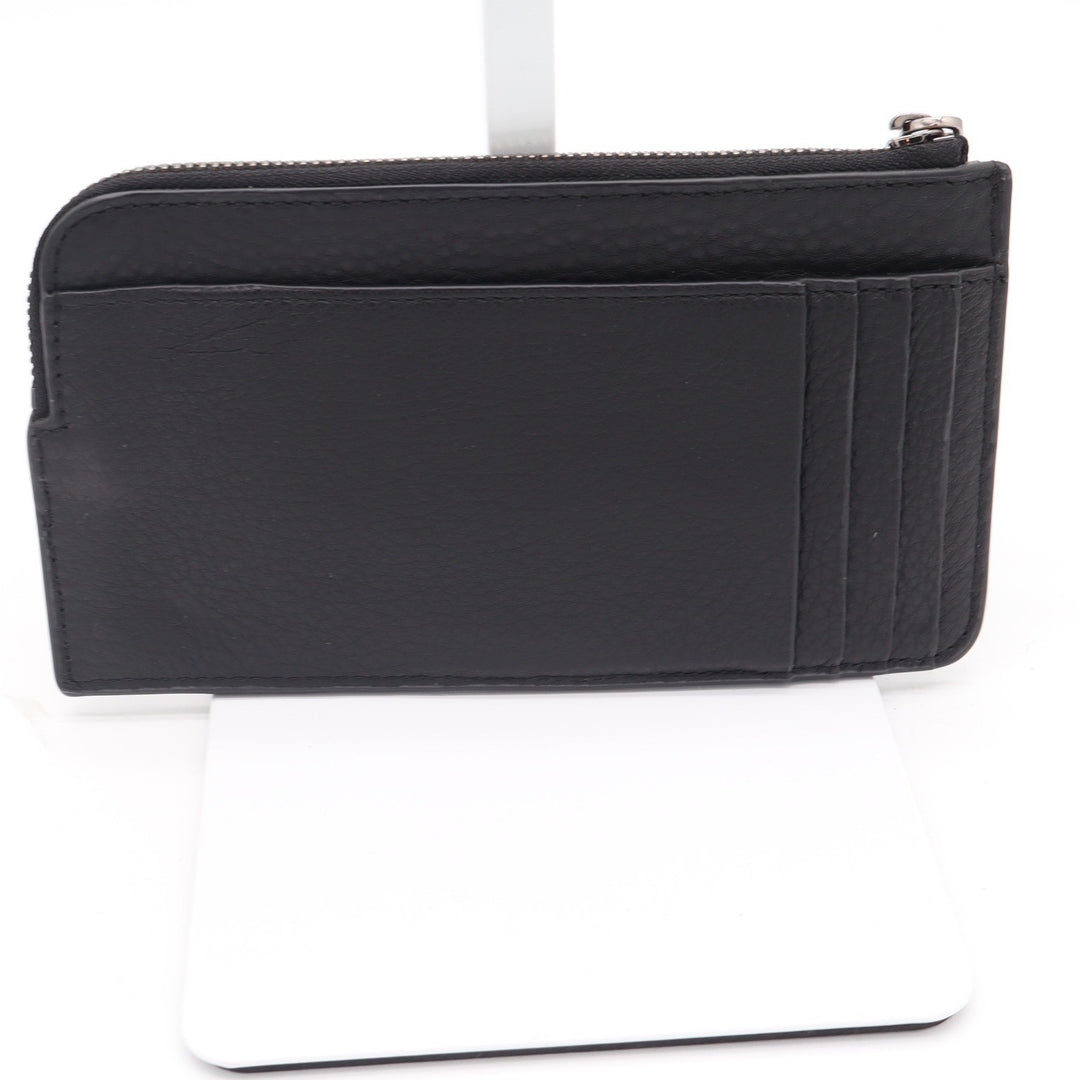 Vince Camuto Black Pebbled Leather L-Zip Card Holder Slim Wallet