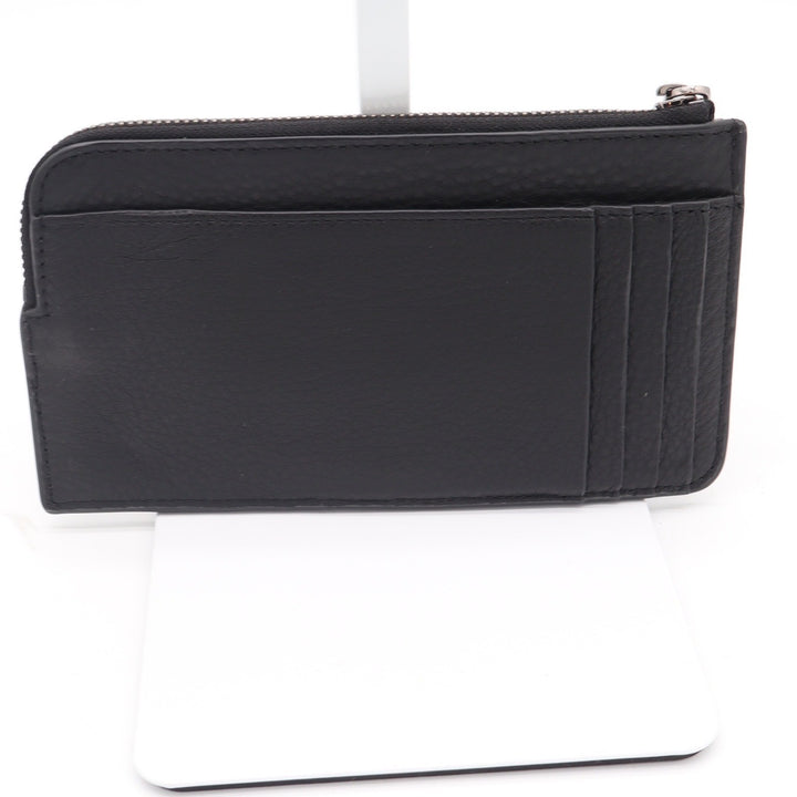 Vince Camuto Black Pebbled Leather L-Zip Card Holder Slim Wallet
