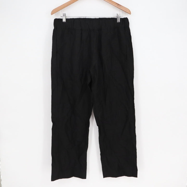 American Giant Pants Womens Medium Black Linen Wide Leg Made In USA