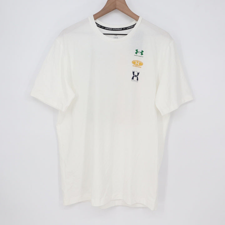 Under Armour Mens White Evolution Logo Graphic T-Shirt Loose Fit L