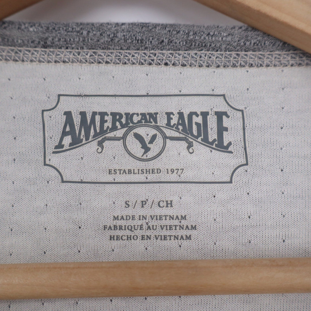 American Eagle Mens Gray Thermal Waffle Knit Long Sleeve Shirt Small