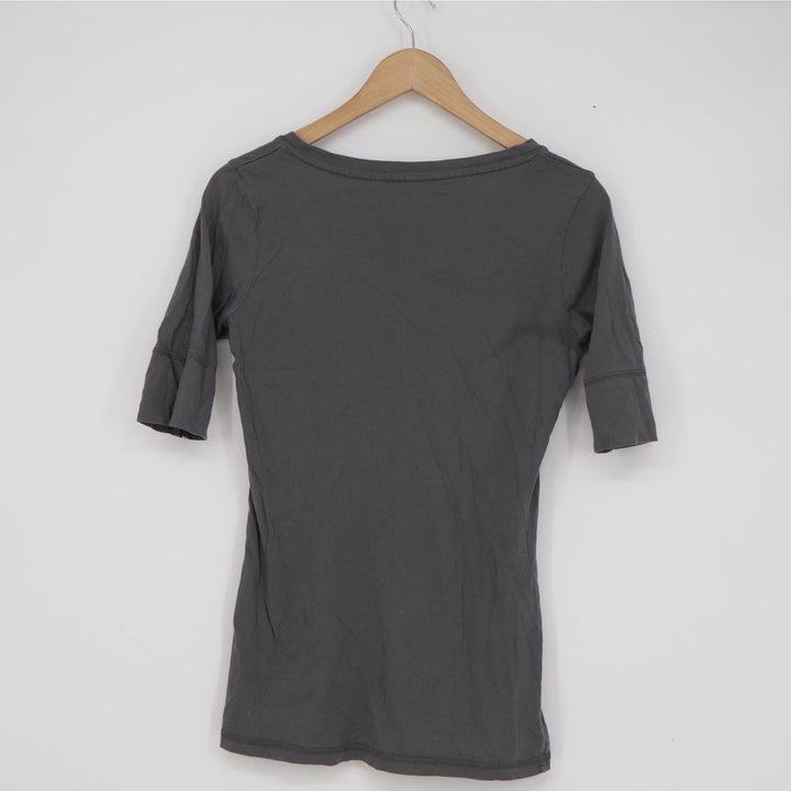 Mossimo Supply Co Womens Medium Gray V-Neck Elbow Sleeve Cotton Casual Tee Shirt