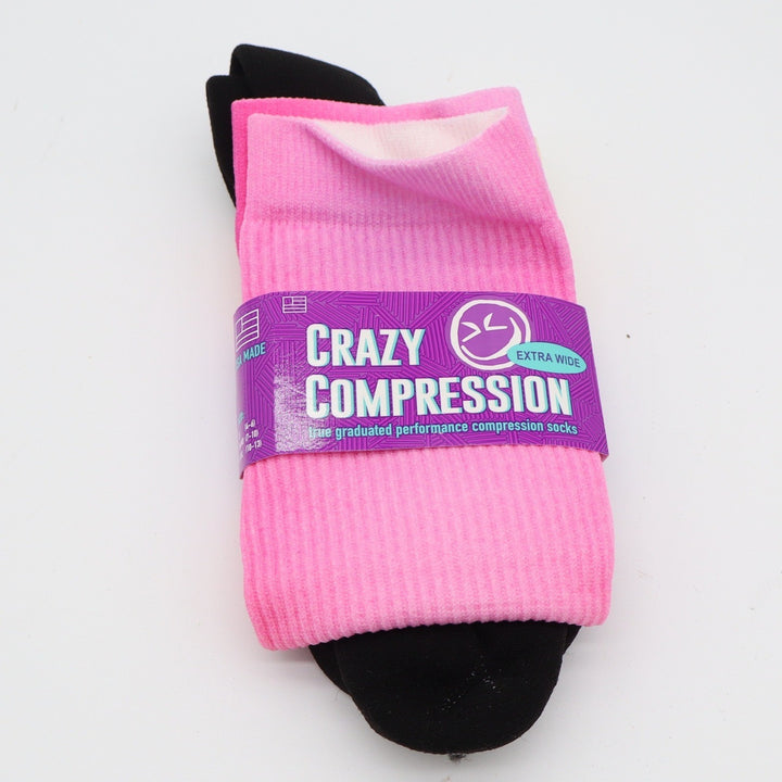 Crazy Compression Socks Unisex OS Extra Wide Calf Pink Gradient Ribbed NEW