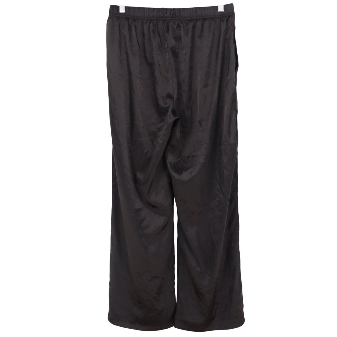 Ekouaer Womens Satin Pajama Pants Black Wide Leg Elastic Waist Pockets Size L