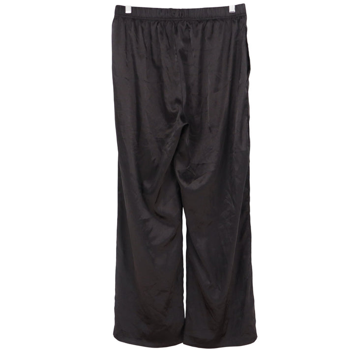 Ekouaer Womens Satin Pajama Pants Black Wide Leg Elastic Waist Pockets Size L