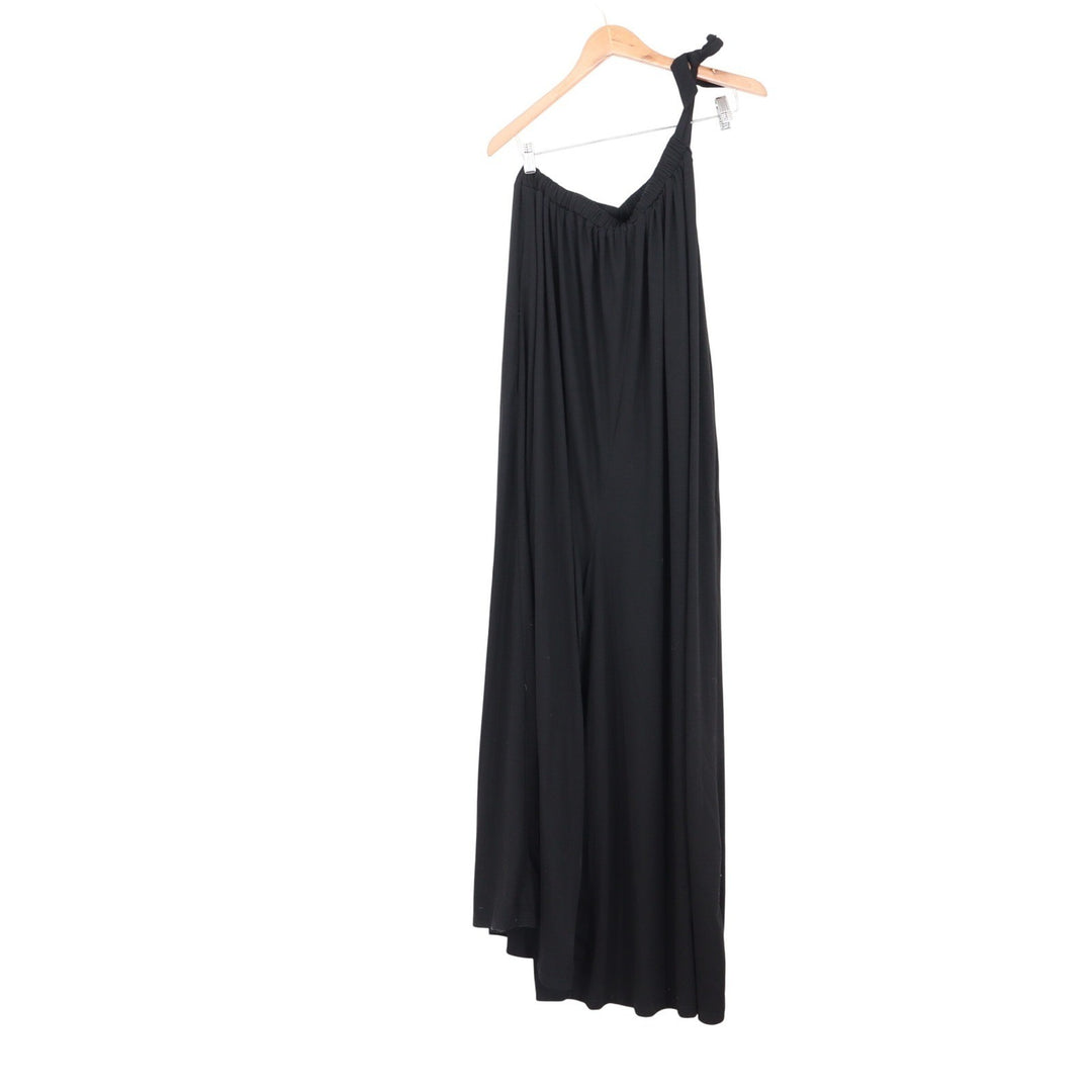 Shein Womens Black One Shoulder Wide Leg Jumpsuit Size Small Solid Tie
