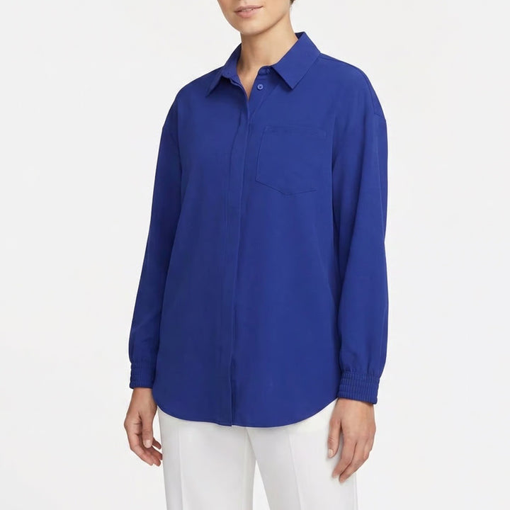 Nike 24.7 Dri-FIT Womens Royal Blue Snap Button Down Shirt Large NEW