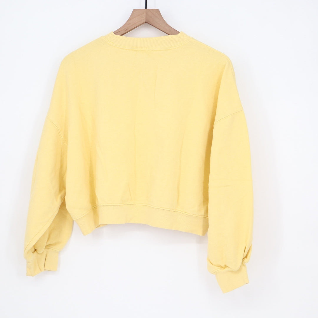 Old Navy Womens Yellow Relaxed Cropped Crewneck Sweatshirt Medium