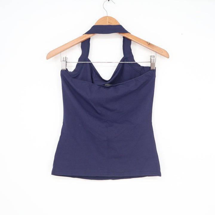 Venus Womens Navy Blue Cotton Blend Halter Neck Tank Top Size S