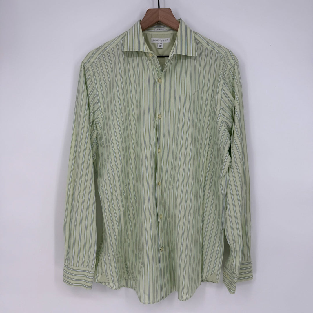 Banana Republic Dress Shirt Mens 16.5 Multicolor Striped Cotton Fitted Business