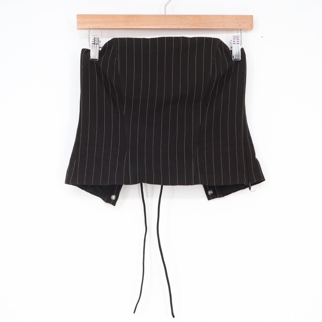 Edikted Black Pinstripe Strapless Lace Up Corset Top XS