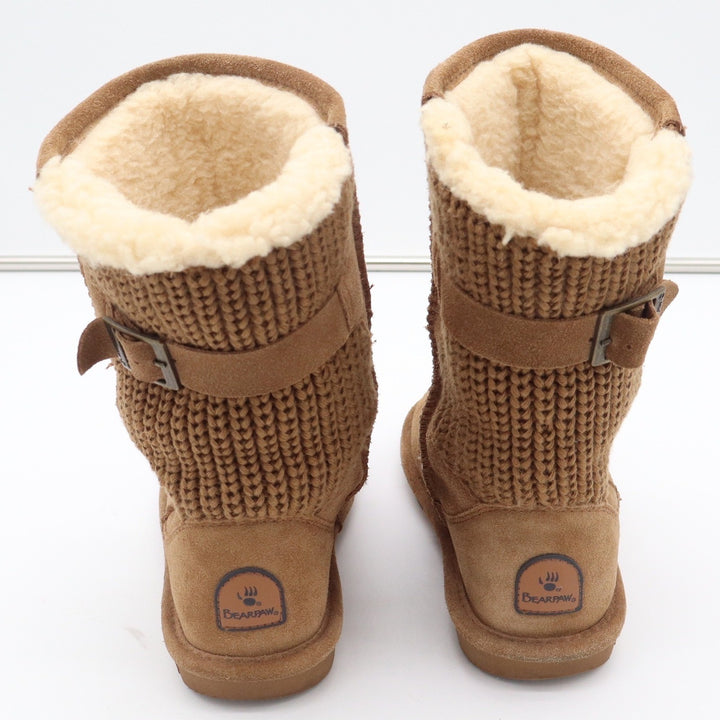 Bearpaw Stella Womens 7 Hickory Suede Knit Mid Calf Winter Boots Brown