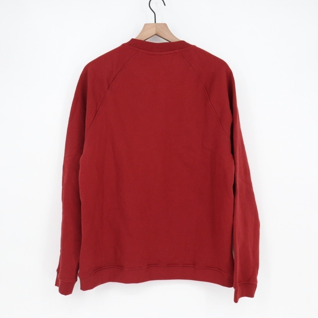 American Giant Midweight Sweatshirt Mens L Red Fleece Snap Henley Raglan Sleeve