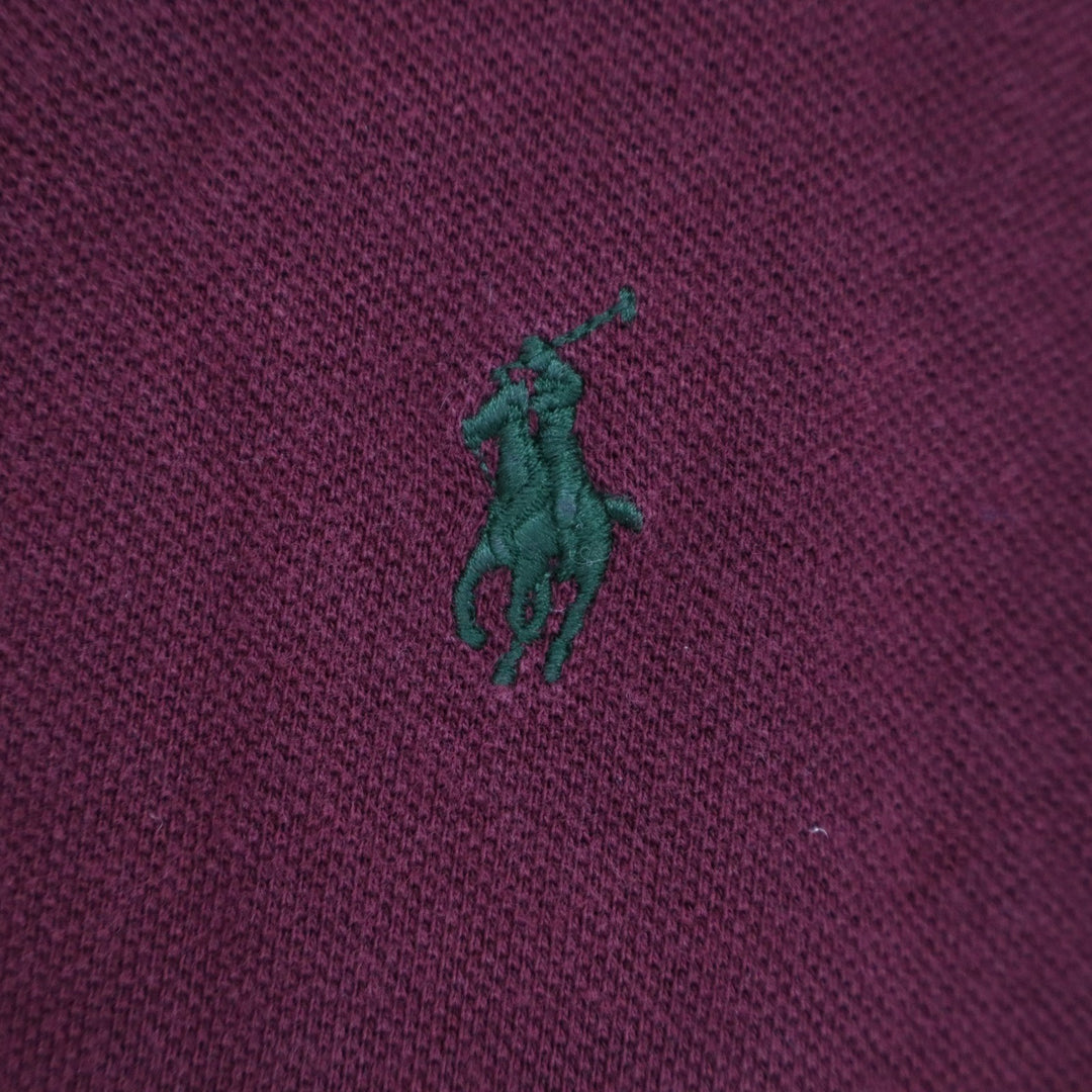 Polo Ralph Lauren Mens Large Burgundy Short Sleeve Pique Cotton Polo Shirt Logo