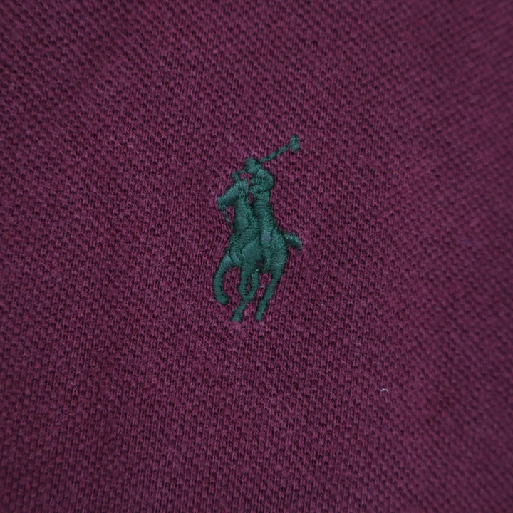 Polo Ralph Lauren Mens Large Burgundy Short Sleeve Pique Cotton Polo Shirt Logo