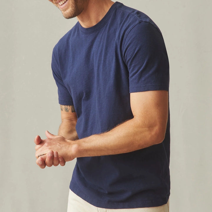 American Giant Mens 2XL Navy Blue Cotton T Shirt Made in USA Basic Crew Neck Tee