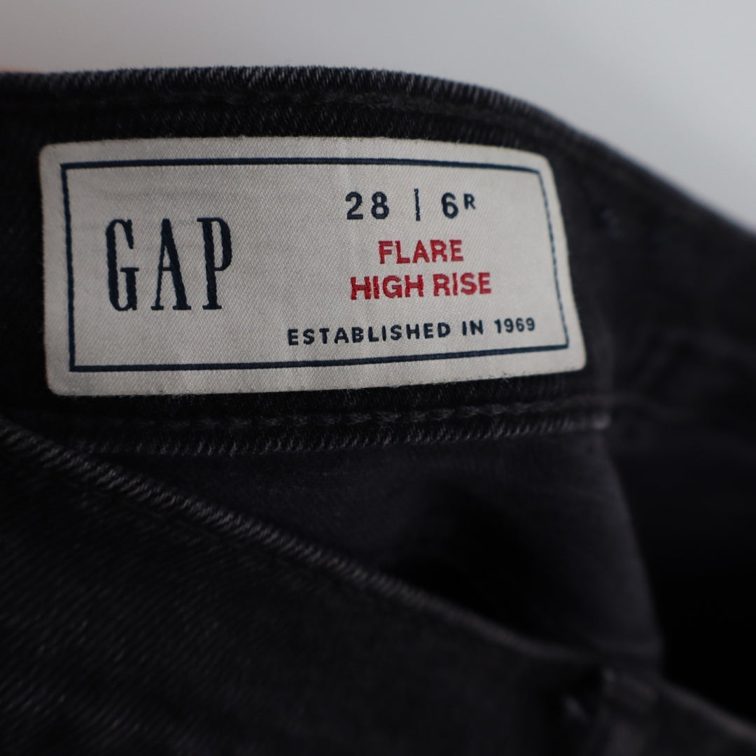 Gap Flare Jeans Womens 28/6 Charcoal Gray Denim Cotton Stretch Pockets High Rise