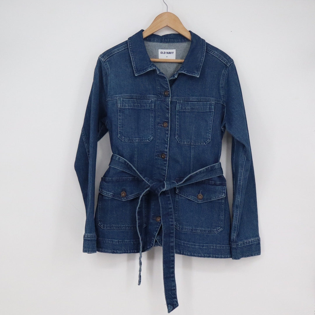 Old Navy Women's Medium Wash Denim Belted Field Jacket Blue Size M