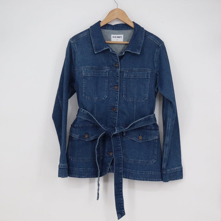 Old Navy Women's Medium Wash Denim Belted Field Jacket Blue Size M