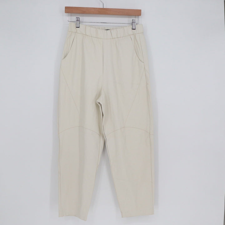 Zara Cream Faux Leather Tapered Elastic Waist Pants Womens Medium Off White