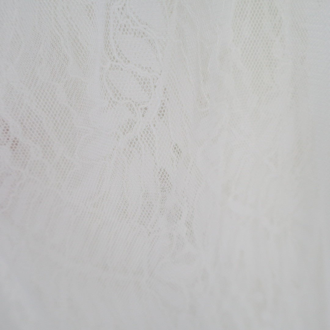 Lulus Blissful Forever Maxi Dress Womens S White Tulle Lace Strapless Pleated