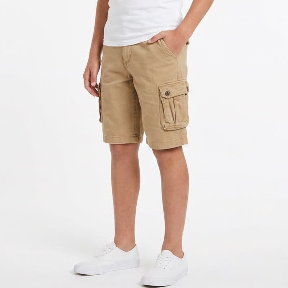 Wonder Nation Boys Khaki Cargo Shorts Size 18 Tan Stretch Cotton Utility