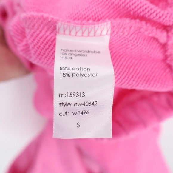 Naked Wardrobe Hot Pink Cropped Hoodie Sweatshirt Small