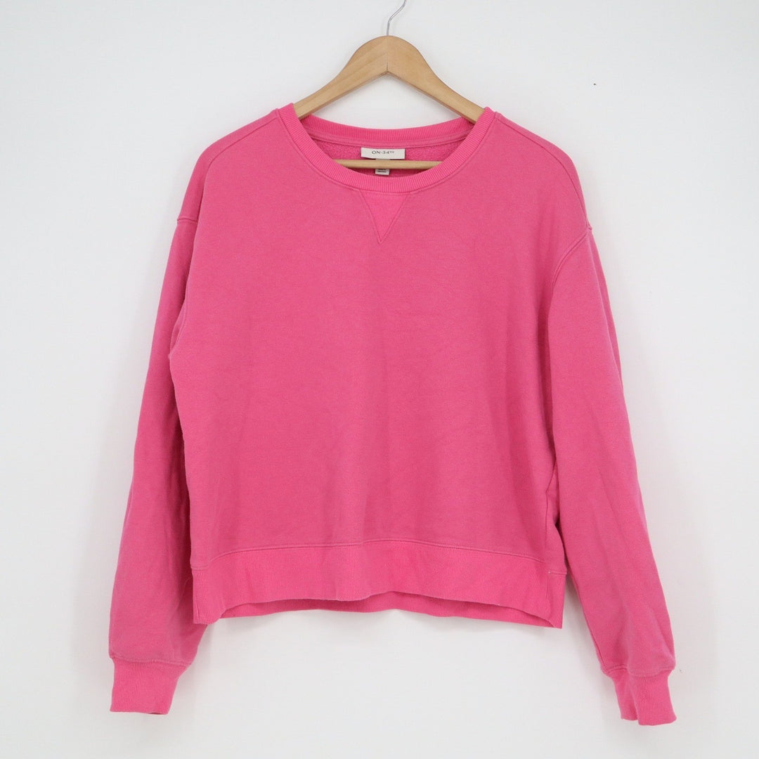 ON-34th Womens Pink Crewneck Sweatshirt Cotton Blend Fleece Size M
