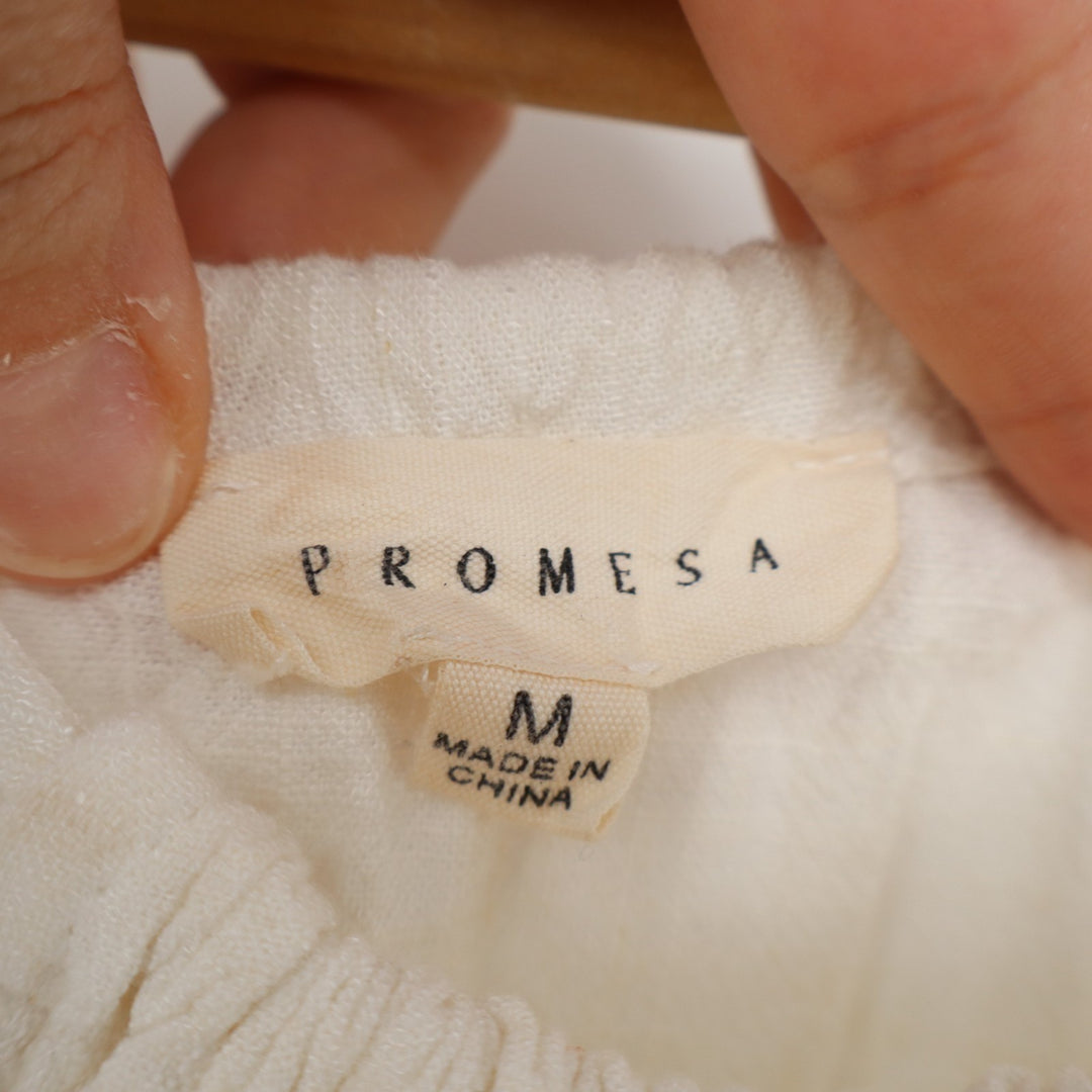 Promesa Beach Mini Dress Womens Medium White Halter Neck Raw Hem Button Details