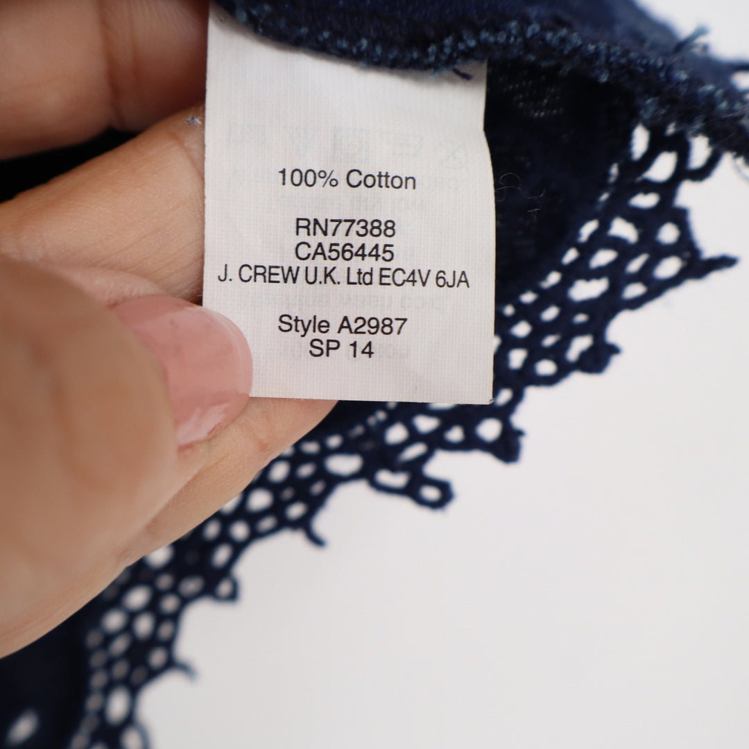 Madewell Womens XS Denim Eyelet Scalloped Hem Sleeveless Top Indigo Blue