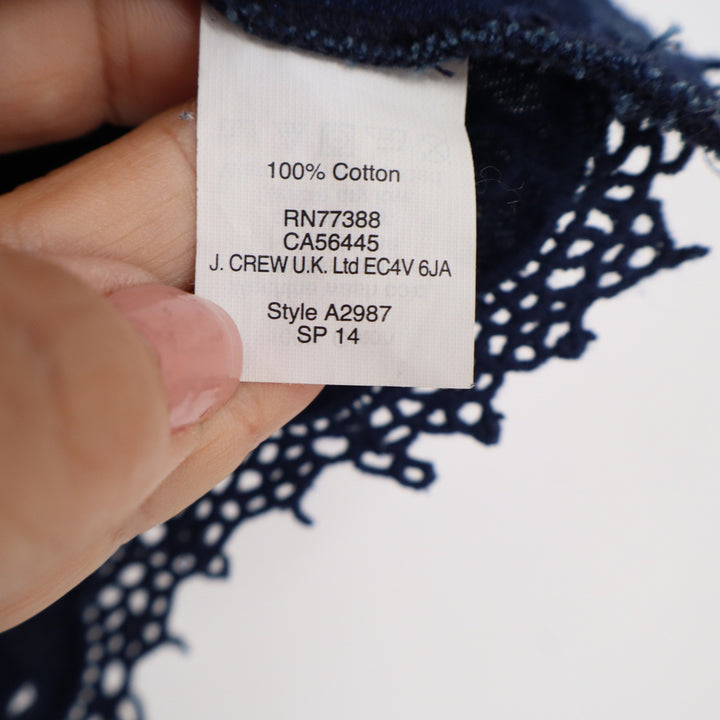 Madewell Womens XS Denim Eyelet Scalloped Hem Sleeveless Top Indigo Blue