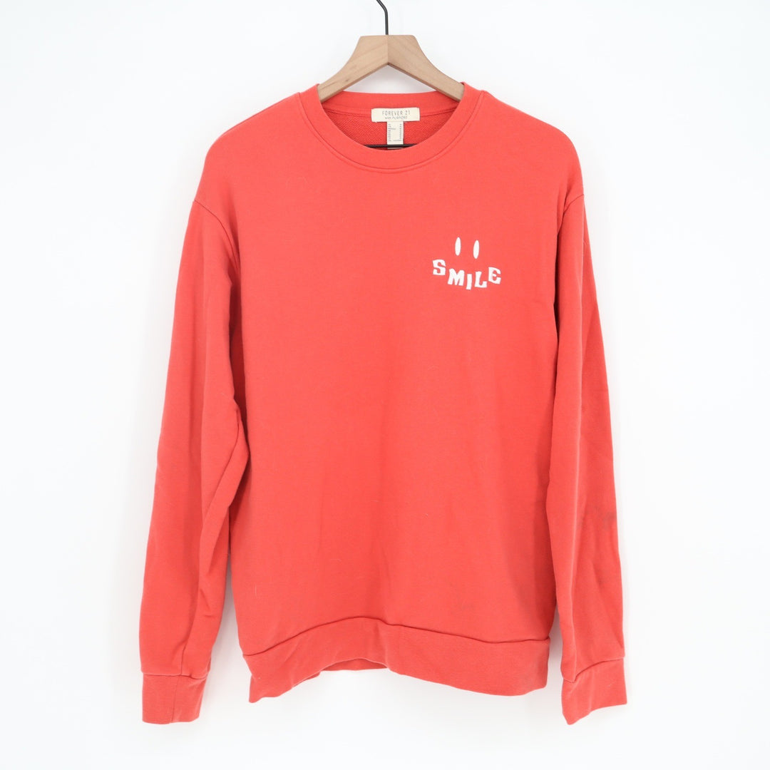 Forever 21 Sweatshirt Womens M With Purpose Smile Orange Graphic Pullover Fair
