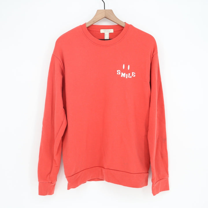 Forever 21 Sweatshirt Womens M With Purpose Smile Orange Graphic Pullover Fair