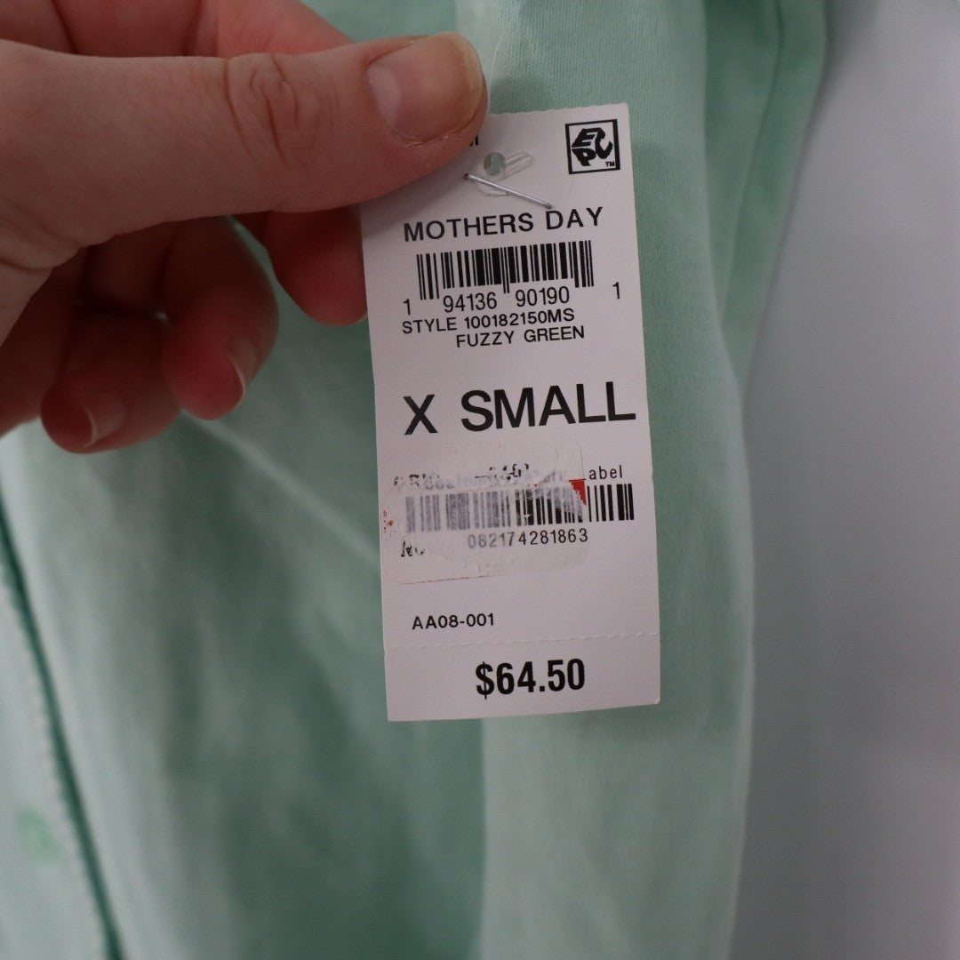 Charter Club Intimates Pajama Shirt Womens XS Green Lapel Collar Short Sleeve