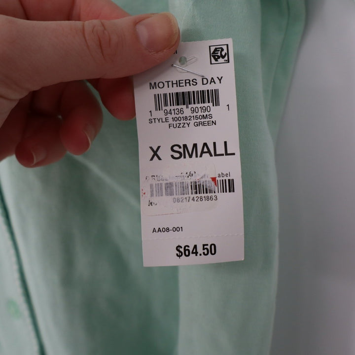 Charter Club Intimates Pajama Shirt Womens XS Green Lapel Collar Short Sleeve